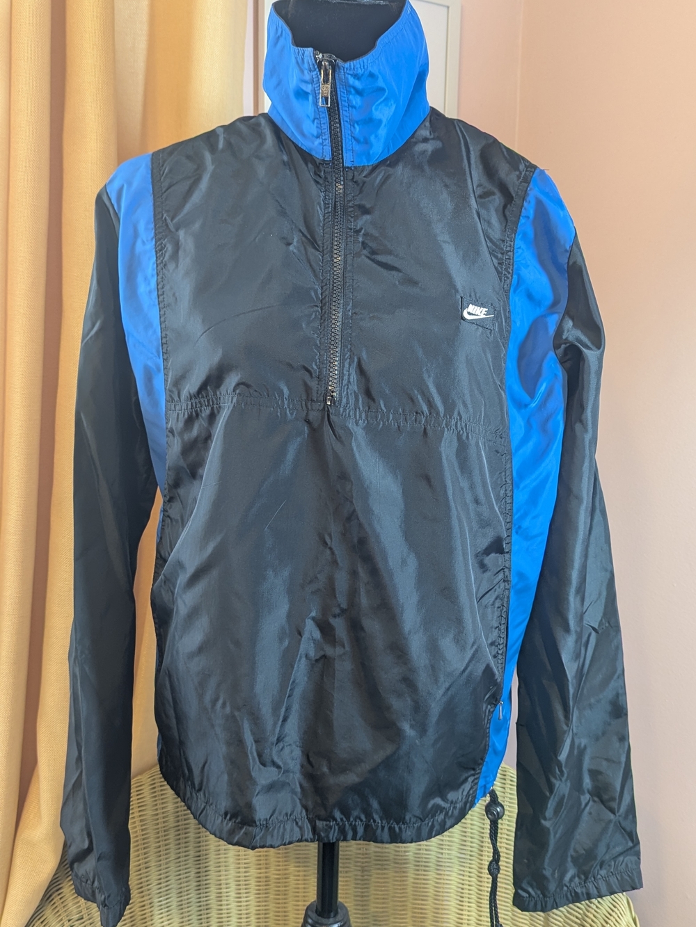 Nike Y2K Black & Blue Half-Zip Windbreaker